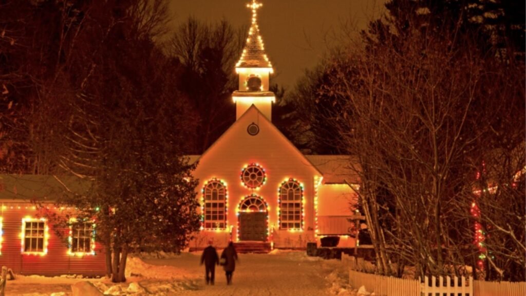 Le village illuminé Desjardins, village Québécois d&rsquo;Antan